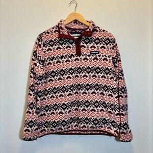 Lands' End Geometric Fleece Pullover Sweater Sweatshirt Quarter Snap M Outdoor